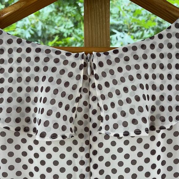 Maison Tara White And Brown Polka Dot Classic Midi Dress Size 16W - Picture 7 of 11